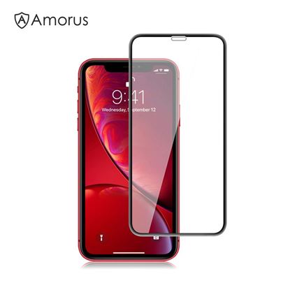 Picture of AMORUS 3D Curved Tempered Glass Full Screen Protector for iPhone XR 6.1 inch - Black