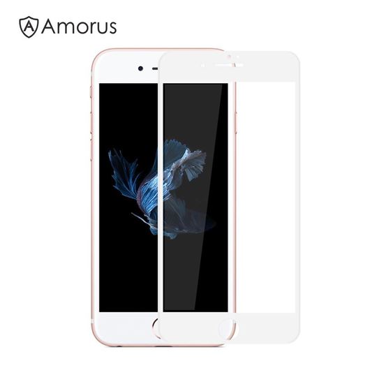 Picture of AMORUS for iPhone 7 4.7 inch 3D Curved Full Size Tempered Glass Screen Protector Film 0.3mm - White