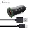 Picture of AMORUS QC3.0 Quick Charge Car Charger + Type-C Cable Charging Kit for Samsung S8/S8+/ Huawei 6P etc - Black
