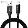 Picture of AMORUS 2.4A Aluminium Alloy Nylon Braided Lightning 8Pin Charging Data Cable for iPhone iPad iPod - Black