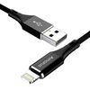 Picture of AMORUS 2.4A Aluminium Alloy Nylon Braided Lightning 8Pin Charging Data Cable for iPhone iPad iPod - Black
