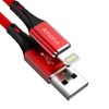 Picture of AMORUS 2.4A Aluminium Alloy Nylon Braided Lightning 8Pin Charge Sync Data Cable Cord for iPhone iPad iPod - Red