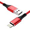 Picture of AMORUS 2.4A Aluminium Alloy Nylon Braided Lightning 8Pin Charge Sync Data Cable Cord for iPhone iPad iPod - Red