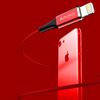 Picture of AMORUS 2.4A Aluminium Alloy Nylon Braided Lightning 8Pin Charge Sync Data Cable Cord for iPhone iPad iPod - Red