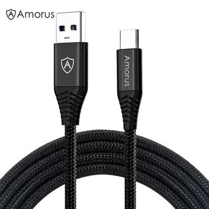 Picture of AMORUS 1.2m Nylon Braided USB A 3.0 to USB-C Fast Charging Data Sync Cable for Samsung Xiaomi Nintendo Switch