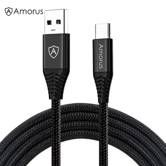 Picture of AMORUS 1.2m Nylon Braided USB A 3.0 to USB-C Fast Charging Data Sync Cable for Samsung Xiaomi Nintendo Switch