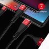 Picture of AMORUS 1.2m 3-in-1 Lightning 8 Pin + Micro USB + Type-C Charge Cable - Black / Red