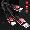 Picture of AMORUS 1.2m 3-in-1 Lightning 8 Pin + Micro USB + Type-C Charge Cable - Black / Red