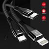 Picture of AMORUS 1.2m 3-in-1 Lightning 8 Pin + Micro USB + Type-C Charge Cable - Black