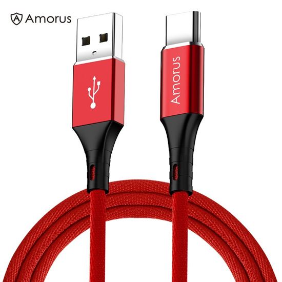 Picture of AMORUS 2A Aluminium Alloy Nylon Braided Type-C Charging Data Cable - Red