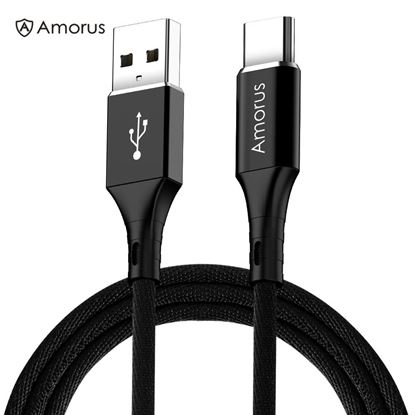 Picture of AMORUS 2A Aluminium Alloy Nylon Braided Type-C Charging Data Cable - Black
