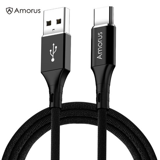 Picture of AMORUS 2A Aluminium Alloy Nylon Braided Type-C Charging Data Cable - Black